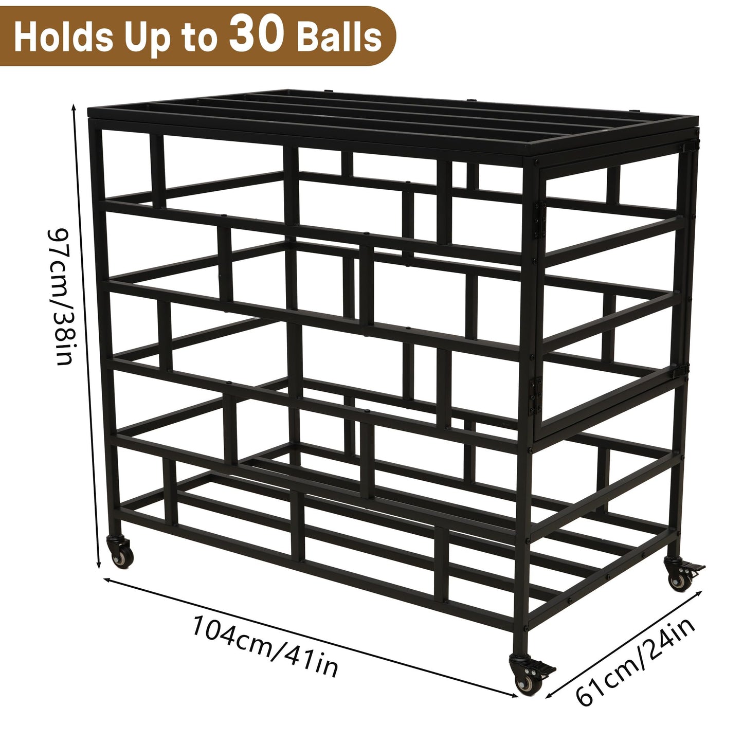 veonly Ball Storage Cart, Lockable Rolling Basketball Storage Bin & Organizer with Wheels, Secure Sports Exercise Ball Cart Holder for Gym, School, Club, Indoor Outdoor Use