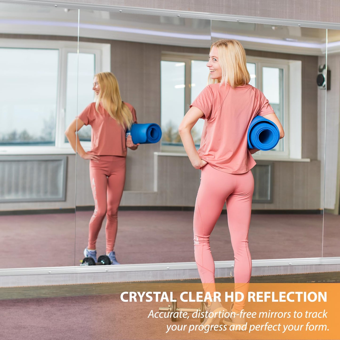 STAWDY Home Gym Mirror, 48X24 Inch - 2PCS Large Frameless Tempered Glass Full Body Wall Mounted Mirror for Yoga, Exercise, Dance Studio