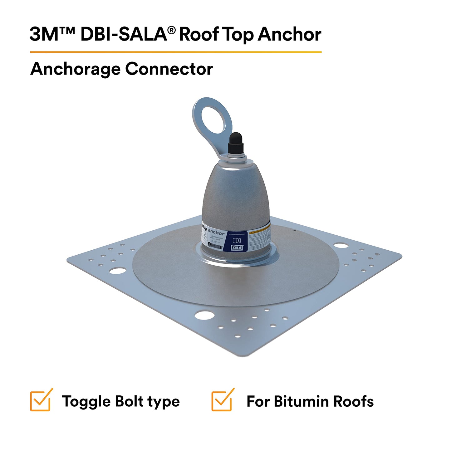 3M DBI-SALA 2100142 Roof Top Anchor for Bitumen Membrane and Built-Up Roofs with Weather Proofing Shroud, Silver