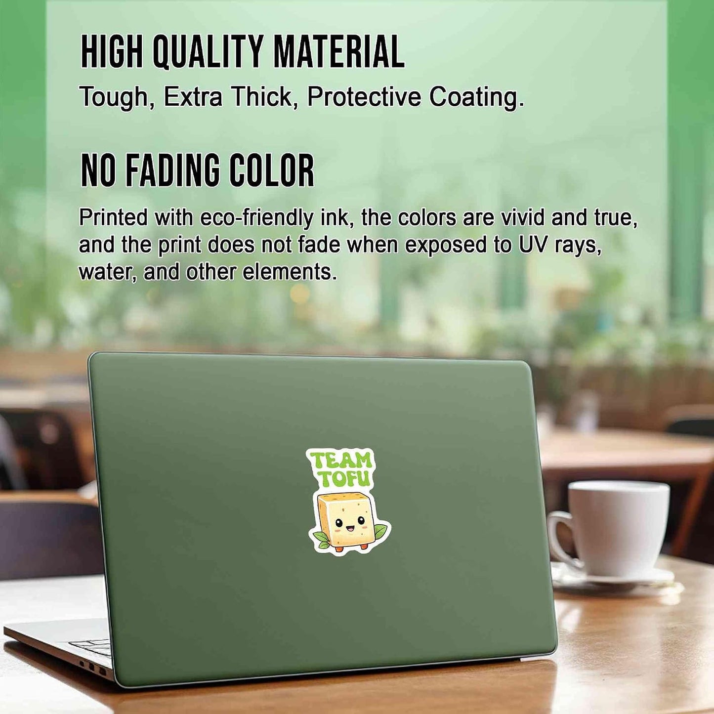 5" Vegan Stickers Veganer Decals Team Tofu Vinyl Stickers, Weather-Resistant Sticker for Water Bottles Laptop Window