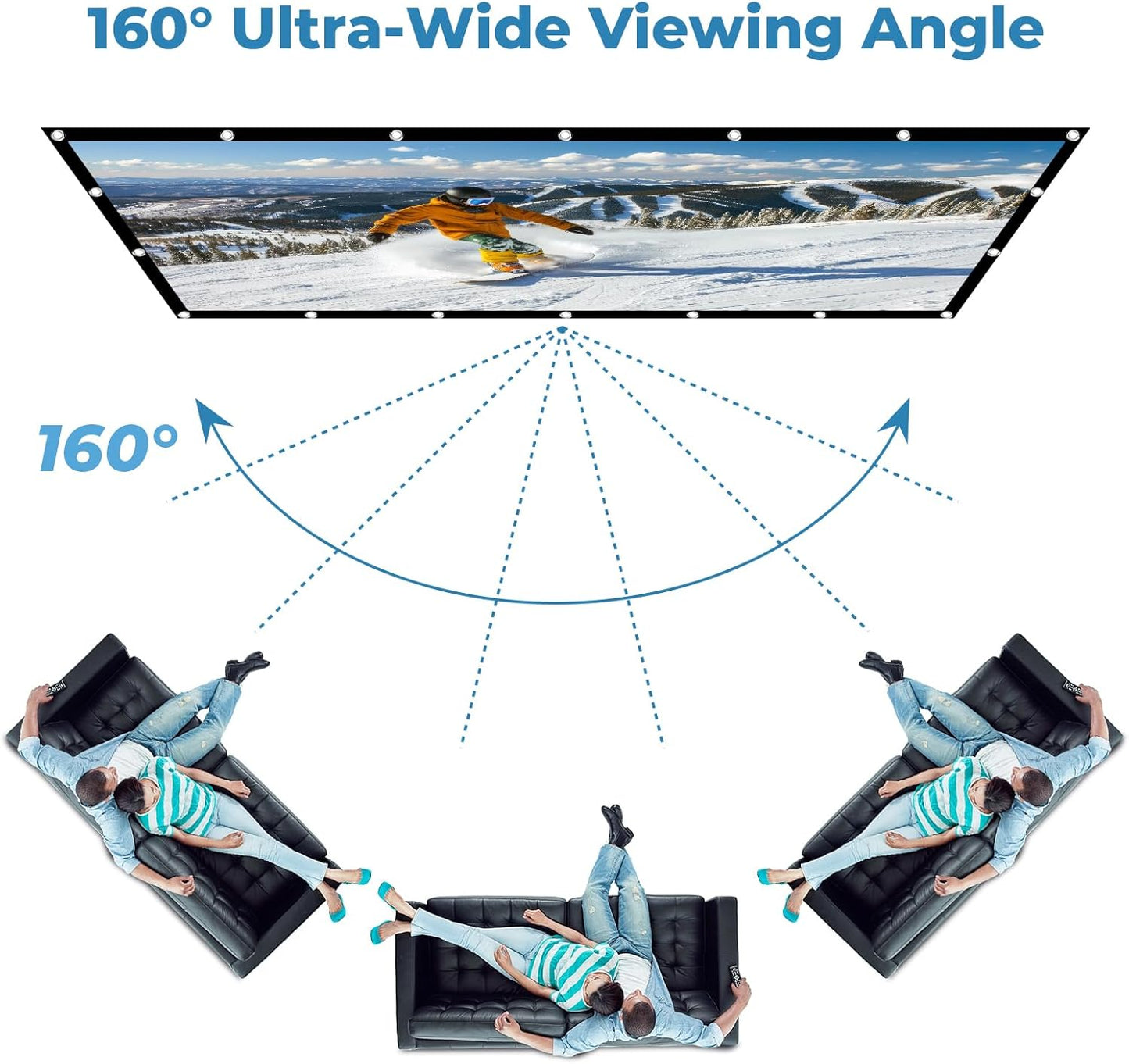 KOGATA 100 Inch: Outdoor Projector Screen with Stand Portable Projection Screen for Outside Theater Home Backyard