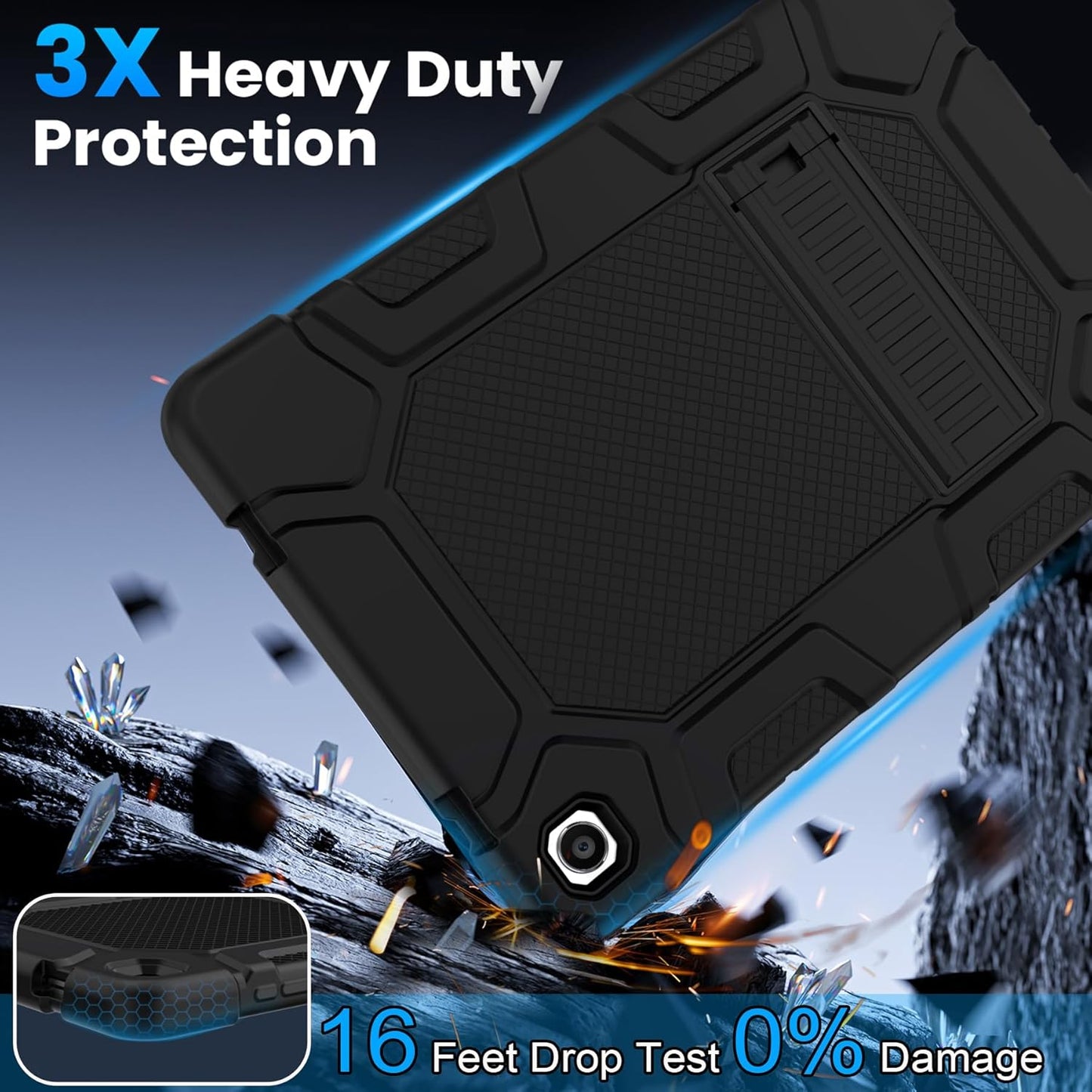 rantice A11+ A9+ 11", [3-Layer A9+ A11+ SM-X230 X235 X210 X216,Black Military-Grade Case for Samsung Galaxy Tab /