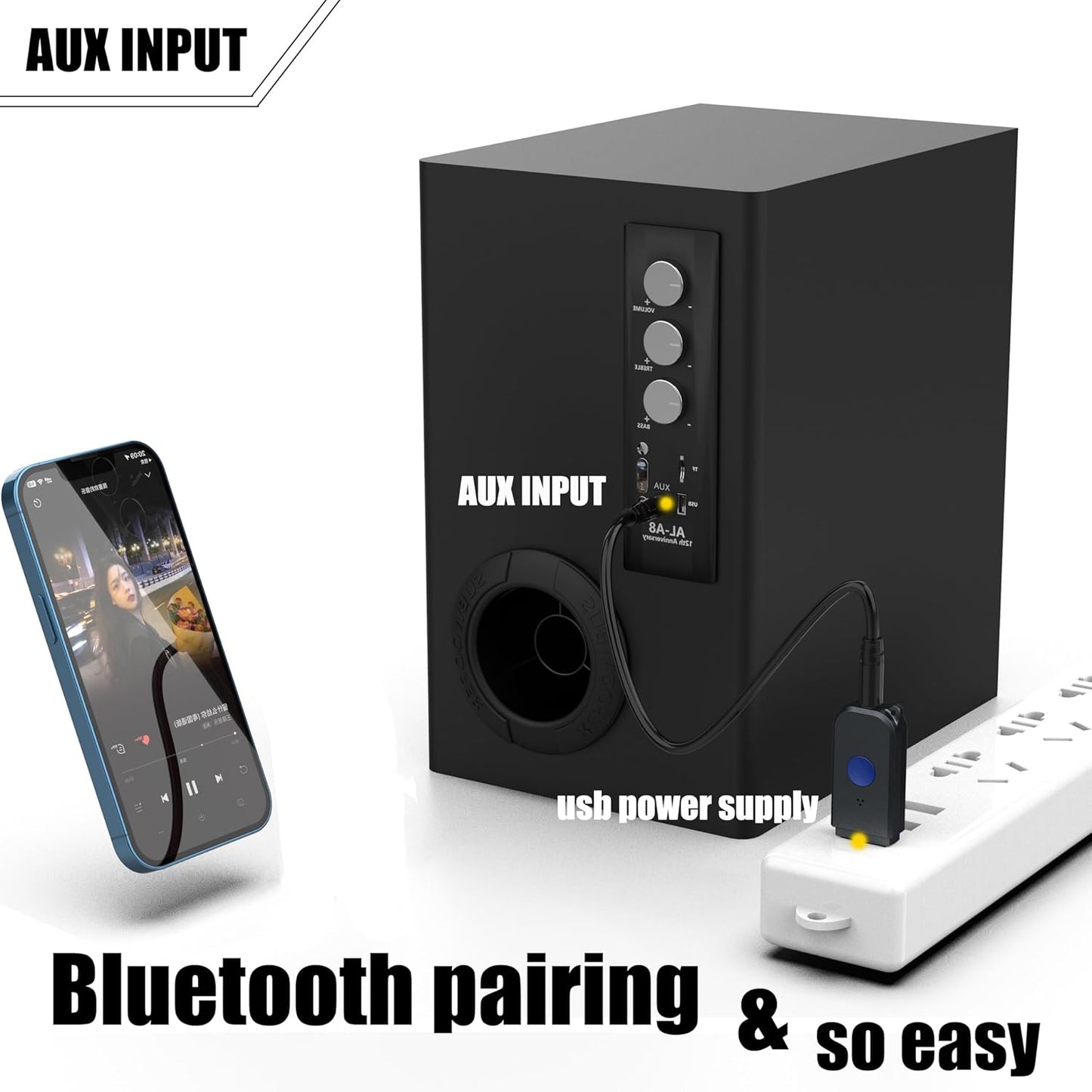 VONVOFF 5.3 USB Bluetooth Car Kit [Stronger Mics& Noise Cancellation] &[Plug-and-Play] Bluetooth Receiver Adapter