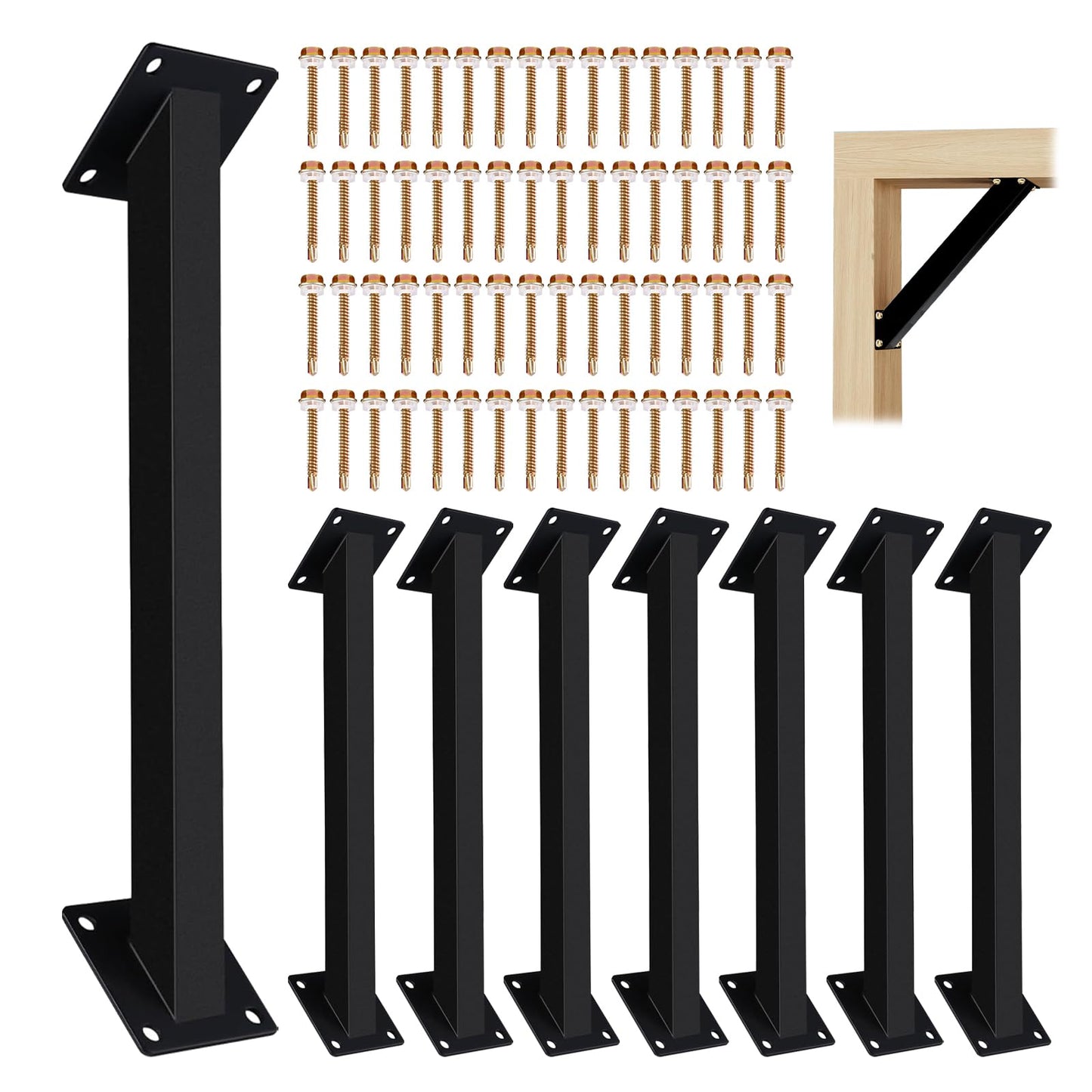 12Pcs 45 Degree Angle Support Bracket, 45° Heavy Duty Pergola Bracket Kit, 45 Degree Angle Corner Braces Inside Joint for Wood Post and Beam, Pergolas Gazebo
