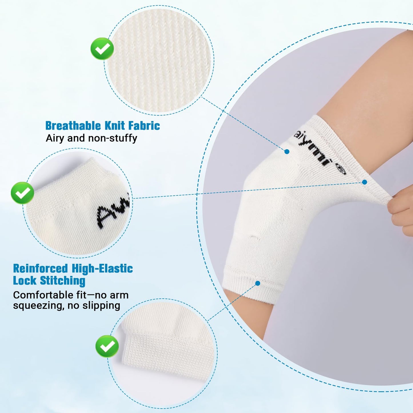 Awaiymi Heel And Elbow Protectors (One Pair) with Foam Pads, Lightweight Knit Elbows Pads for Elderly, Tendinitis, Arthritis and Plantar Fasciitis, Elbow Protector Sleeve for Men, Women, Medium Size