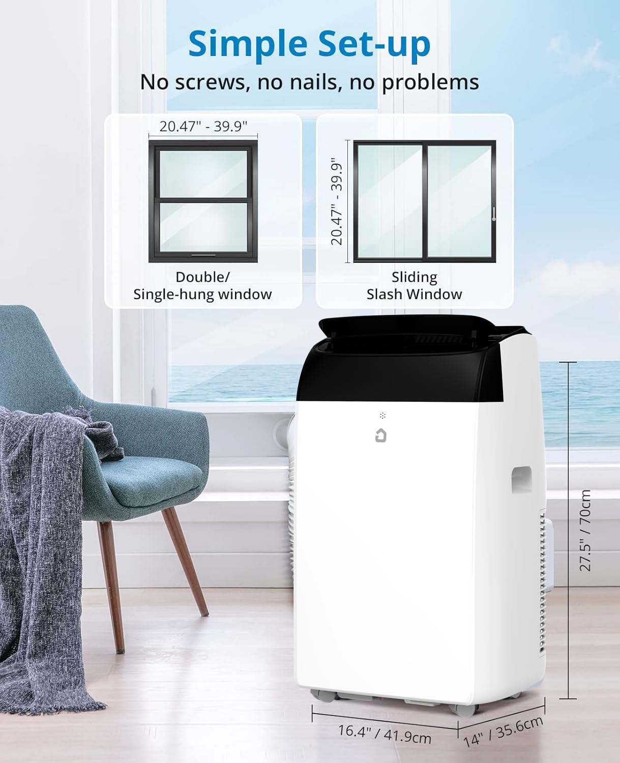 GarveeLife 12,000 BTU Portable Air Conditioners - Smart AC Units Cold with Drainage-free 48db Quiet Cooling within 550 sq.ft, Remote Control 24H Timer/Dehumidifier/Fan Modes for Bedroom Room Indoor