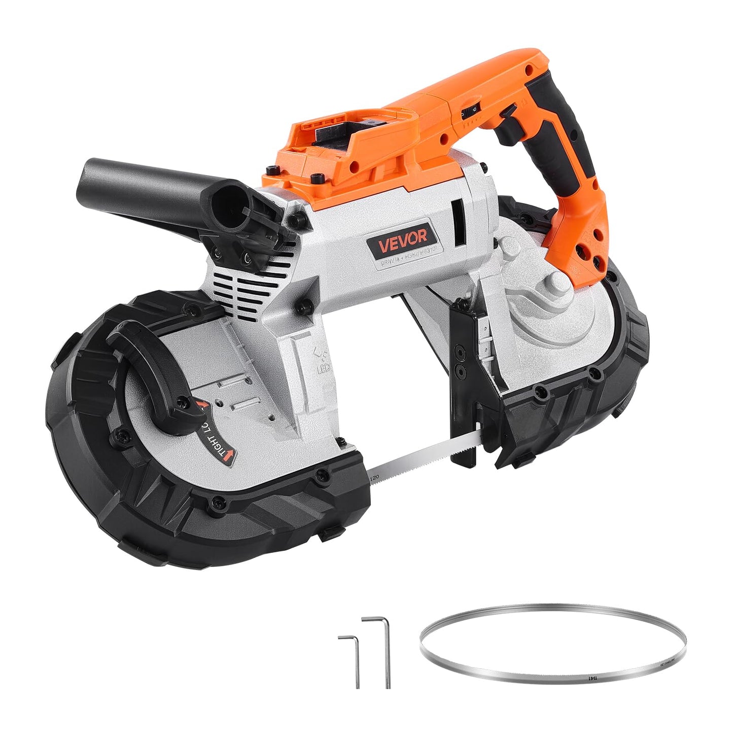 VEVOR 20V Portable Band Saw, 5 in Deep Cut, 360W Cordless Compact Bandsaw with Brushless Motor, Adjustable Speed, for Cutting Metal, Wood, Compatible with Makita Batteries (Bare Tool Only)