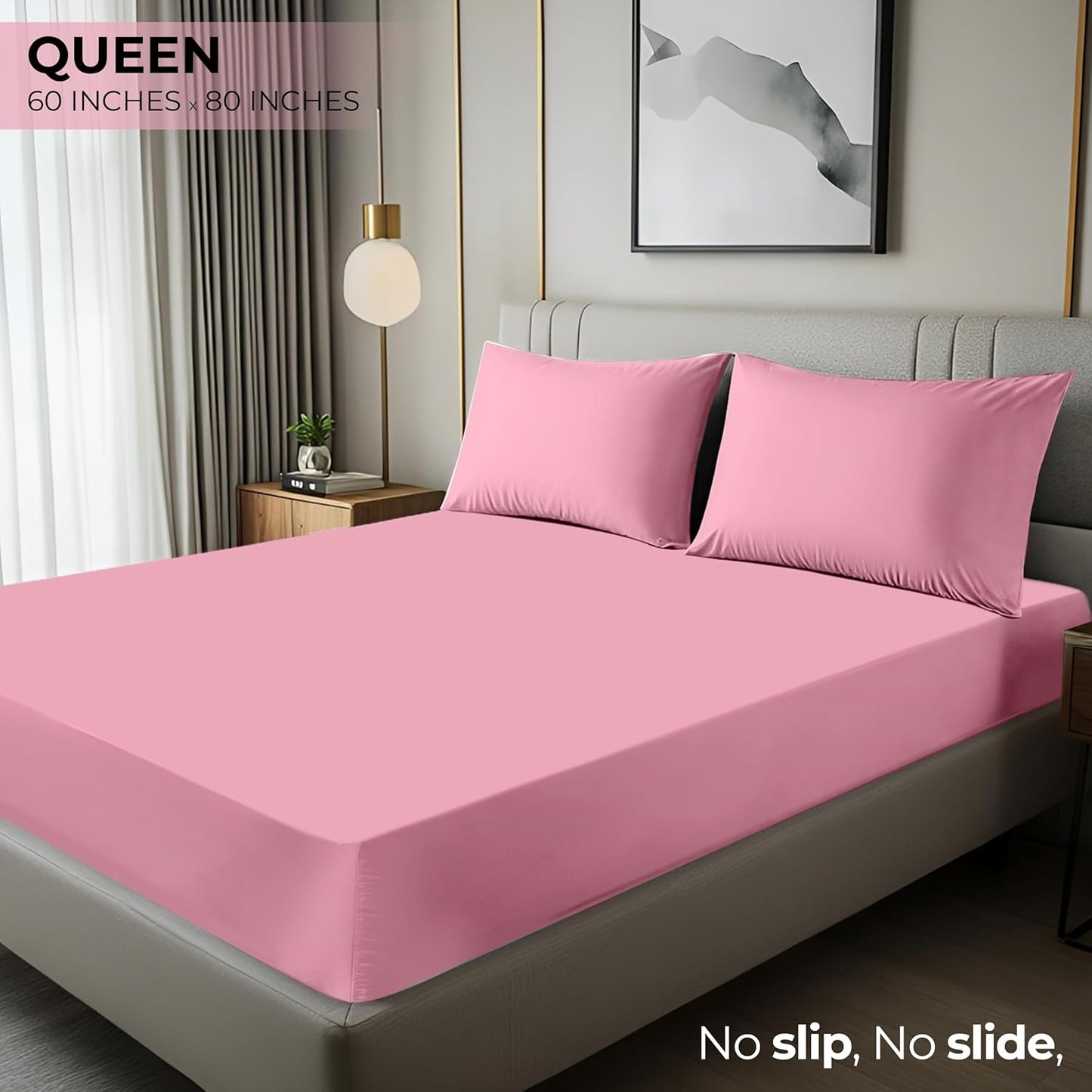 Utopia Bedding Queen Fitted Sheet - Deep Pocket Soft Microfiber - Fade Resistant & Easy Care (Pink)