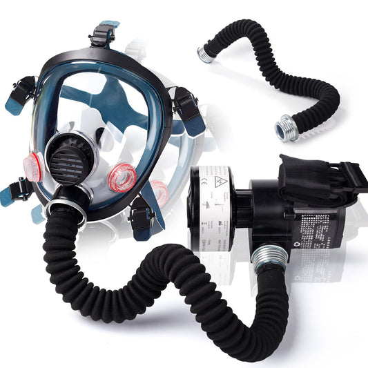 HANUU Reusable PAPR Respirator, Portable PAPR Respirator System with 40mm Activated Carbon Filter, Powered Air Purifying Respirators, Gas Mask for Gases, Dust, Vapors, Chemicals, Paint, Spray