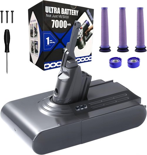 Dyson V8 Battery Replacement - 7000mAh Li-ion Power for SV10 V8 Animal/Absolute/Fluffy/Motorhead