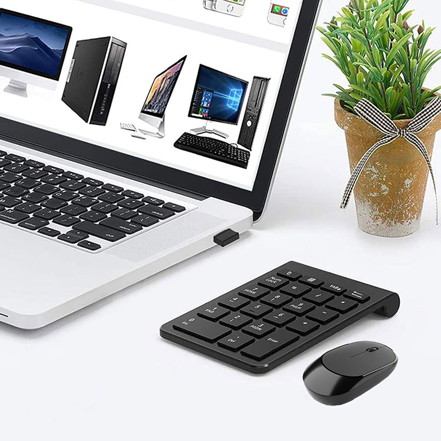 LICAEVEY 2.4G 22-Key Set Wireless Number Pad and Mouse Combo, Portable Ultra Slim USB Wireless Numeric Keypad and Mouse