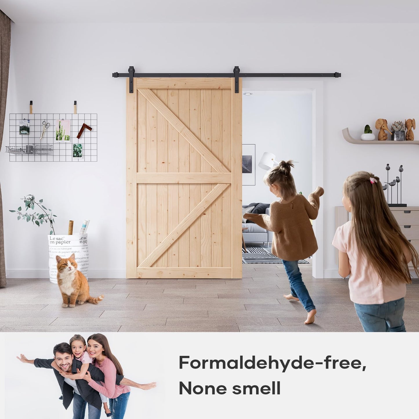 EaseLife 48in x 96in Sliding Barn Door with 8FT Barn Door Hardware Kit & Handle Included,DIY Assemblely,Easy Install,Apply to Interior Rooms & Storage Closet,K-Frame