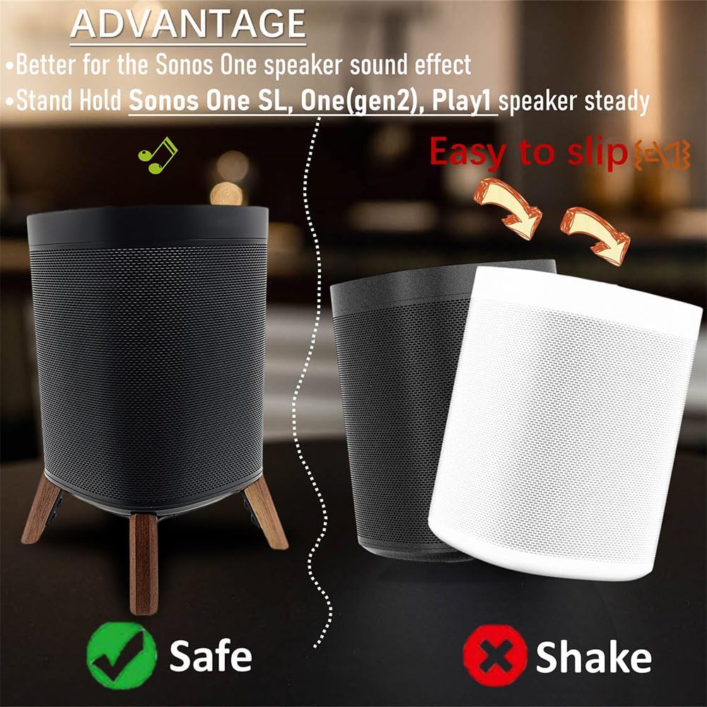 Counlisha Play:1 gen2,Walnut Real Wood Stand Compatible for Sonos One, One SL, Home Speaker,Tripod Mount Accessories