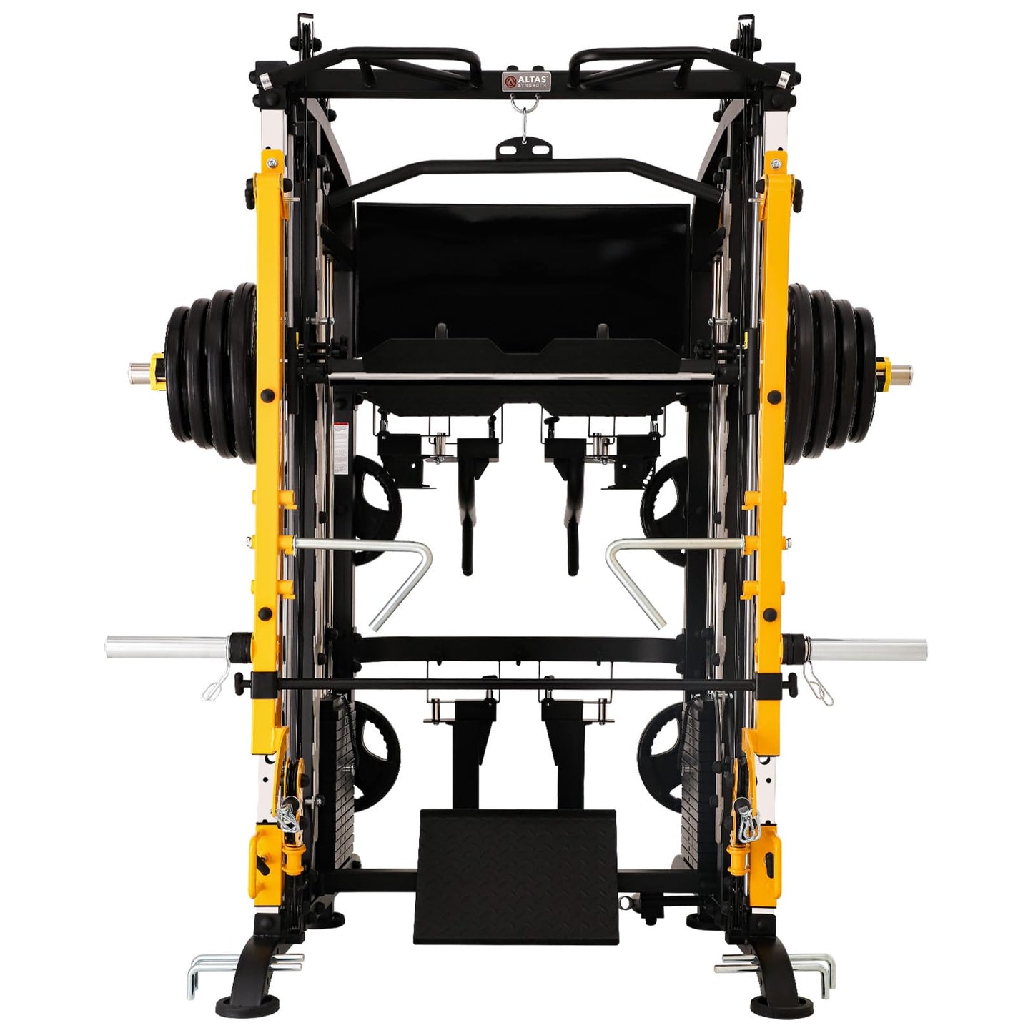 Altas Strength 3061B Smith Machine with Adjustable Lever Arms, 2:1 Pulley Ratio All-in-One Home Gym System, Commercial Grade Squat Rack with Dual 440lbs Weight Stacks & Attachment (Safe Solo Training)