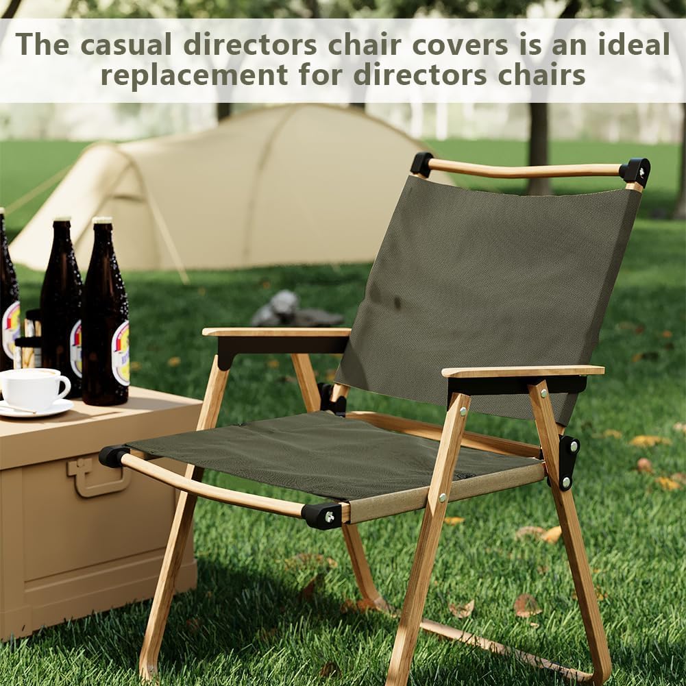OLYCRAFT 2Pcs Camp Chair Replacement Fabric 18.7x14.6 Inch Oxford Cloth Outdoor Folding Chair Seat Replacements Dark Olive Green Waterproof Camping Chairs Cover for Garden Outdoors Camping