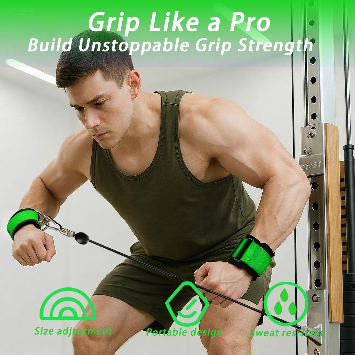 J Bryant Wrist Cuffs for Cable Machine Lateral Raise – Heavy Duty Double D-Ring Straps with Padded Neoprene – Comfortable Adjustable Wrist Support for Gym Pulley System – 2 Sizes for Men & Women