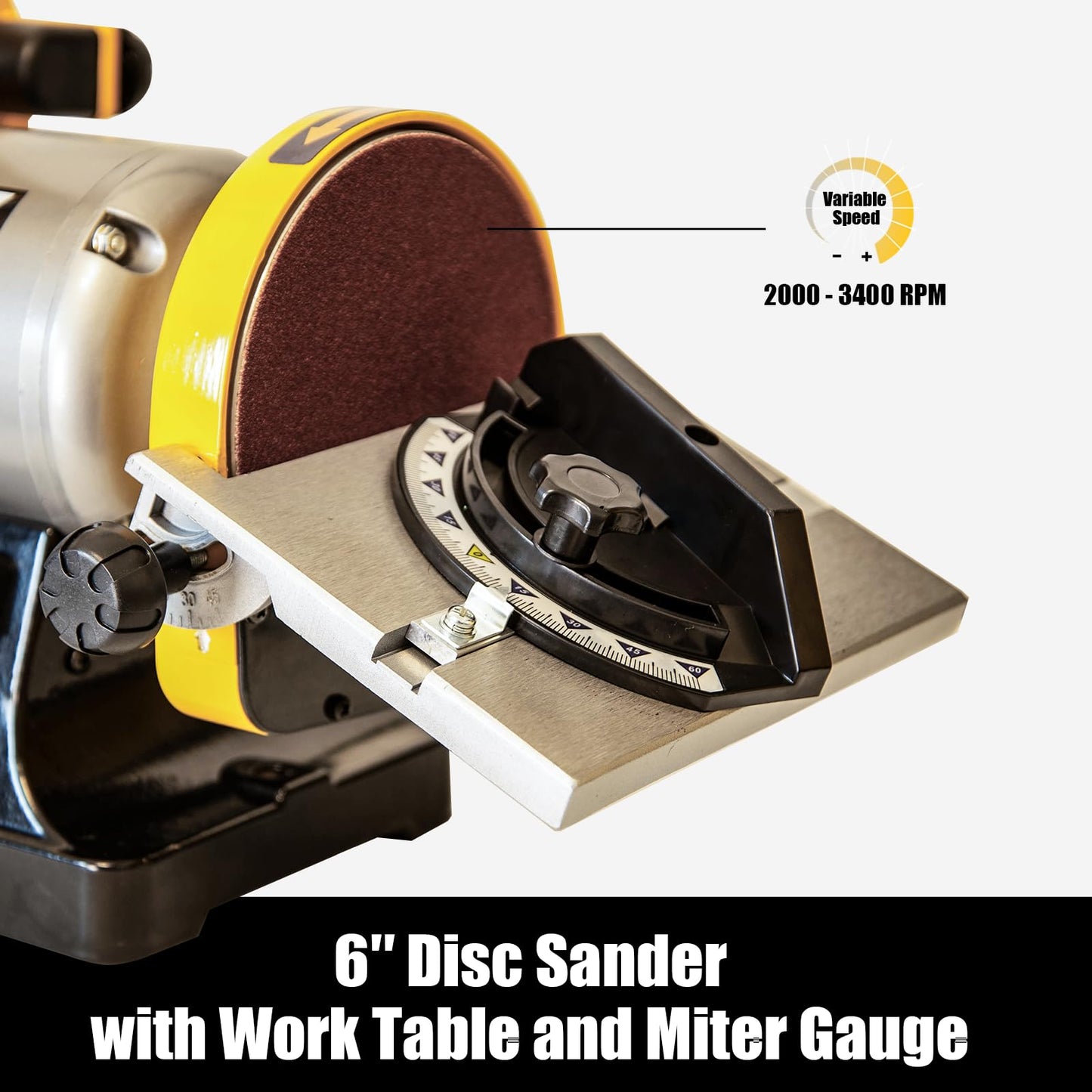 KFMK Variable Speed 1" x 30" Belt & 6" Disc Sander Combo, 3/4 HP Direct-Drive Motor, 2000–3400 RPM Disc / 1909–3248 SFPM Belt, Adjustable Work Tables & Miter Gauge, Benchtop Sander for Wood & Metal