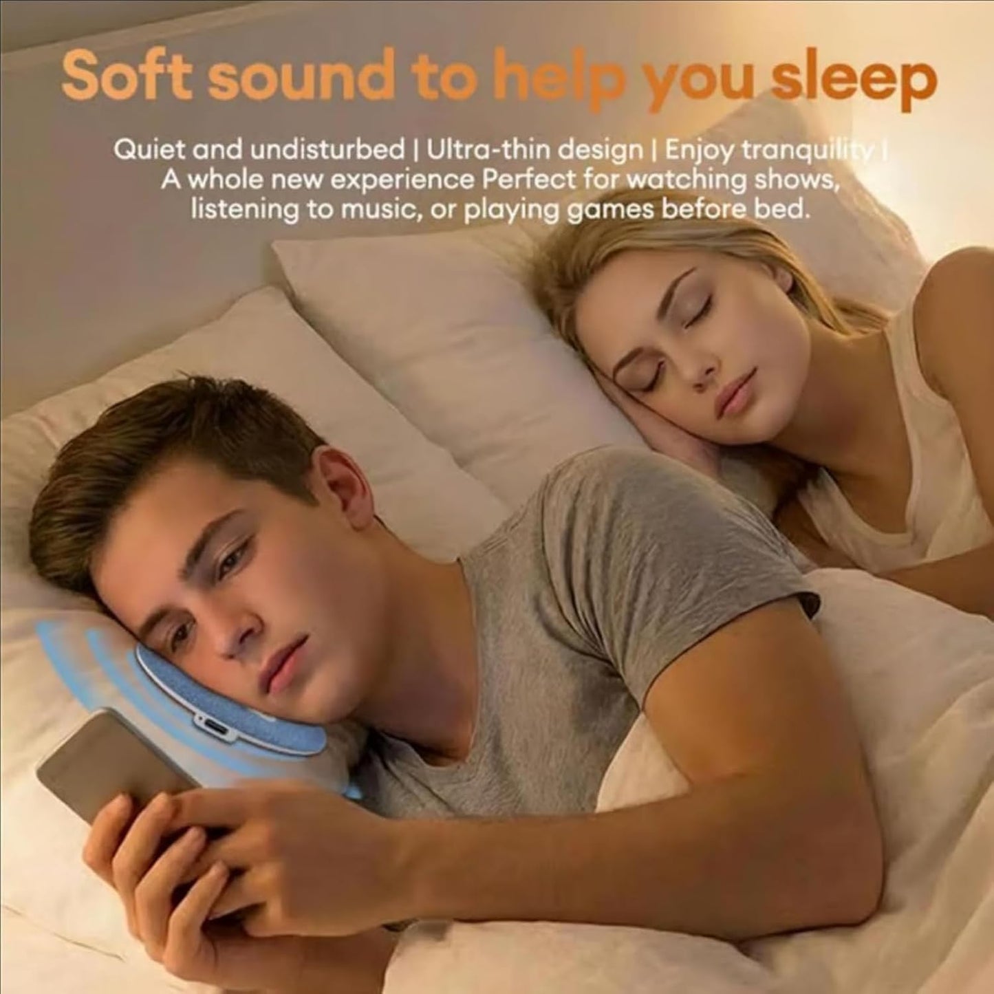 MENLINDIN (2pc) Bluetooth Pillow Speaker, Sleep Pillow Speaker, Mini Portable Under Pillow Speaker with White Noise