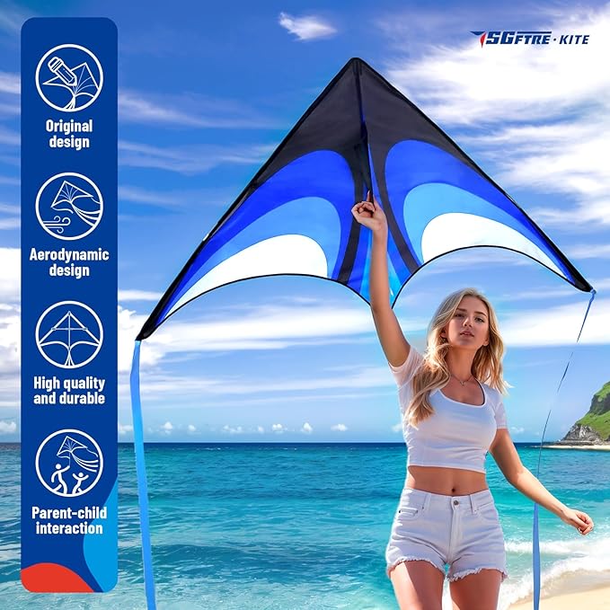 Red Green Blue Three Piece Large Delta Kite,Extremely Easy to Launch for Beginners,Kites for Kids and Adults,Kite for Outdoor Activities Family Parties and Beach Games(Green+Red+Blue, 3)