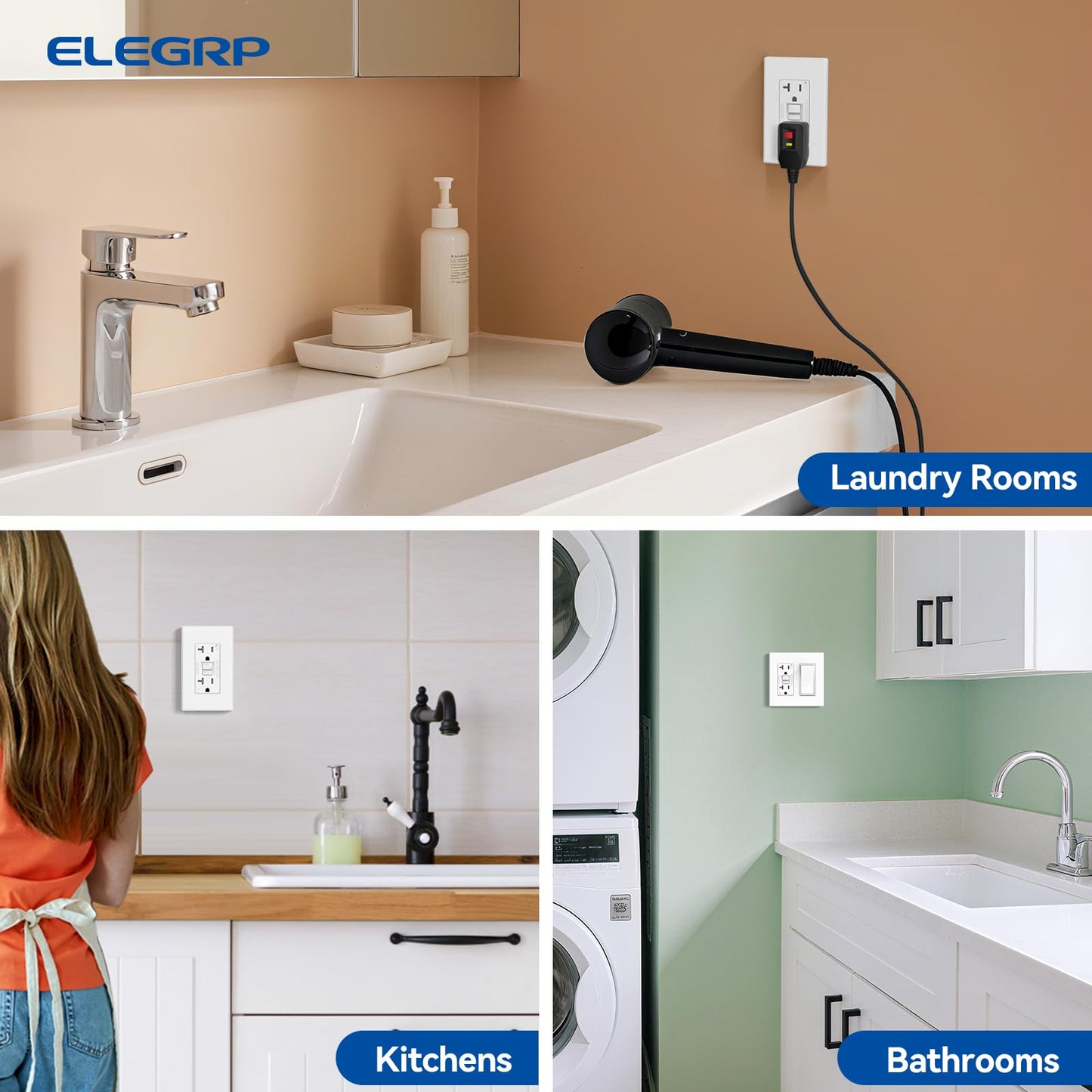 ELEGRP GFCI Outlet 20 Amp, Self-Test GFI Electrical Outlet with Thinner Design, TR Tamper Resistant GFCI Receptacle, Ground Fault Circuit Interrupters with Wall Plate, UL Listed, Matte White, 30 Pack
