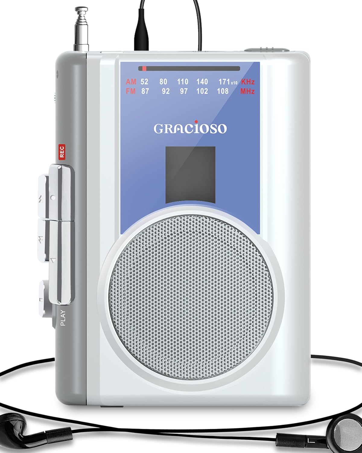Cassette Cassette Microphone,Cassette Gracioso Protable Recorder Player: AM FM Compact Tape Player with Big Speaker