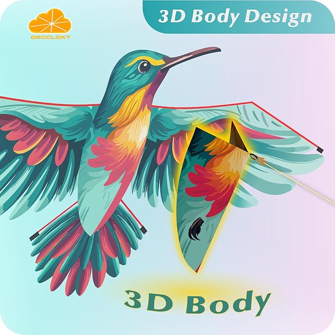 ORGCLDKT- 3D Lifelike Style Bird/Eagle Kite, Super Easy to Fly with, Ideal for Kids, Adults, Girls, Boys. Kites for The Beach, Grassland, Hiking