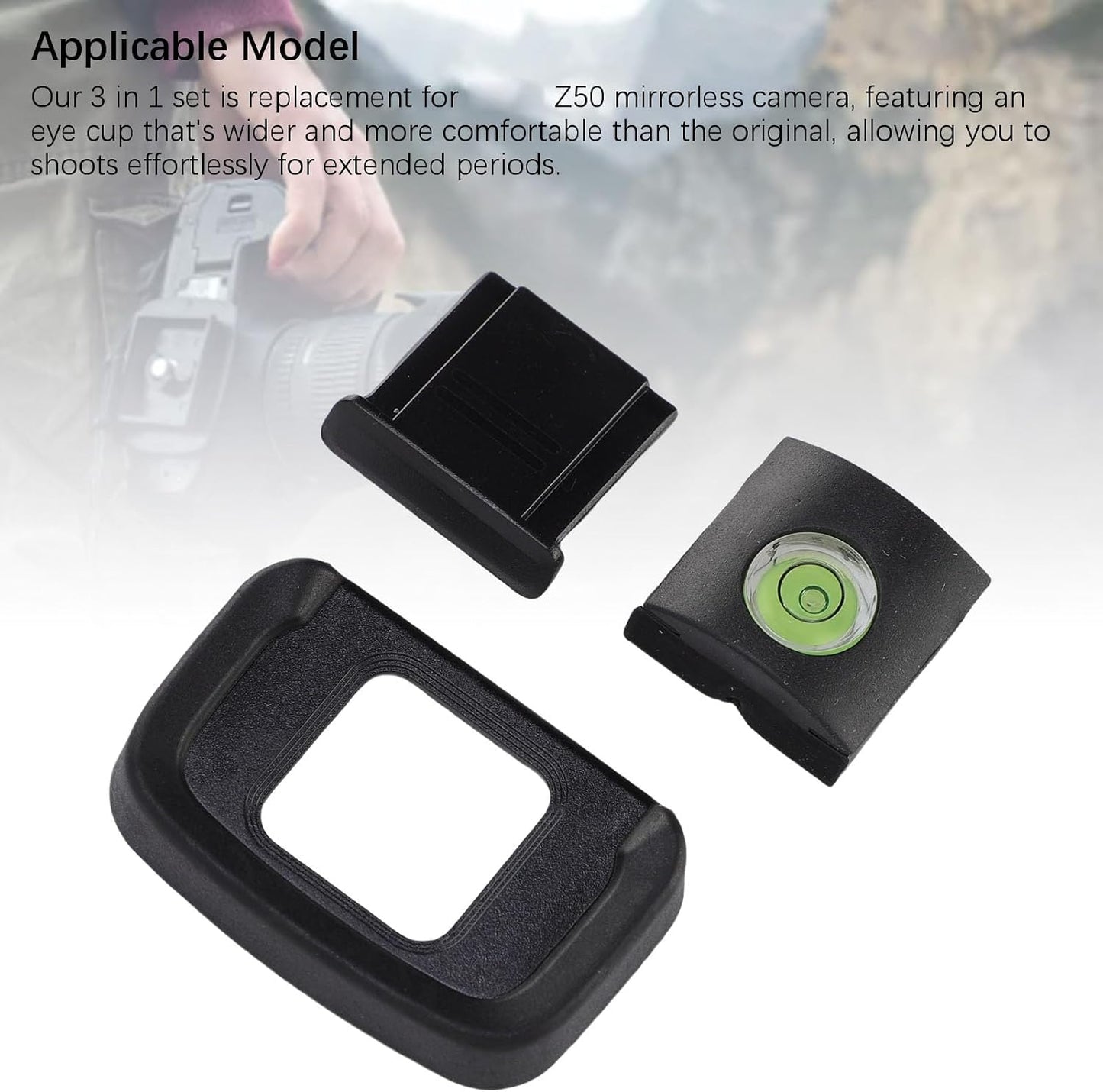 3 1 Set, Z50 Jonlaki in Eyecup Hot Shoe Cover Bubble Level Soft ABS Silicone Viewfinder Eye Cup with Light Blocking
