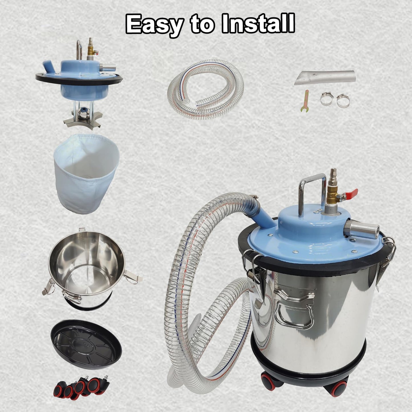 INTBUYING Pneumatic Vacuum Cleaner, Stainless Steel Industrial Iron Chip Oil Absorber with 30L Large Capacity