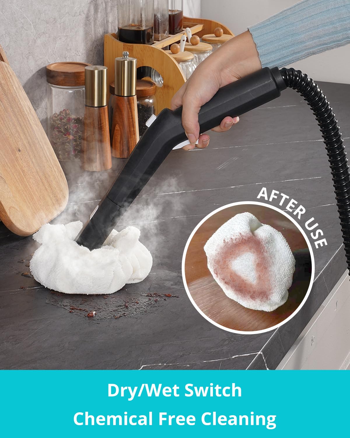 GROBELL Steam Cleaner: 40s Fast Heating-0.66Gal (2.5L) Large Tank-21 PCS Kit-No Cooling-Refill Anytime-Detachable Hose Multi Portable Steamer Mop for Home Car Bed Furniture Tile Grout Floor Cleaning