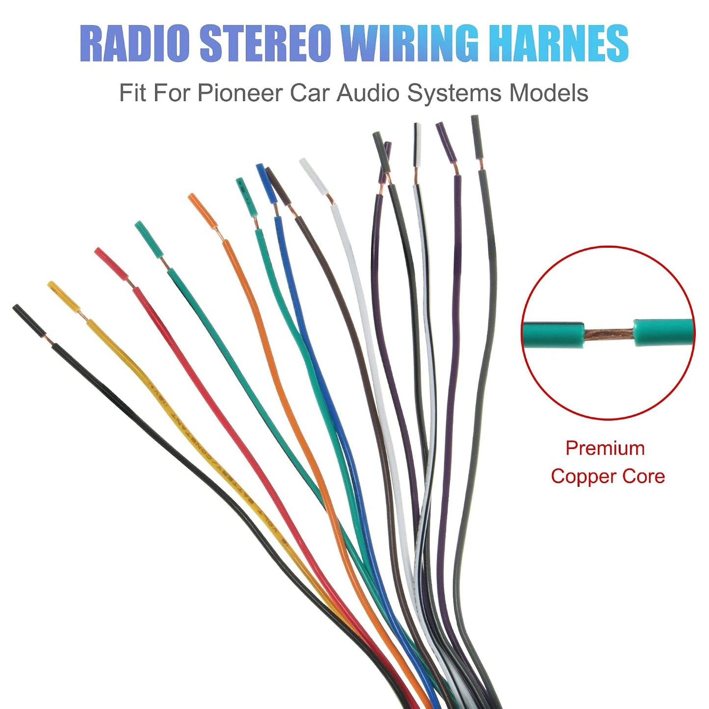 16 RDBS Pin Radio Wiring Harness Plug Fit for Pioneer CD DVD Stereo Power Speaker Wire Replacement Aftermarket