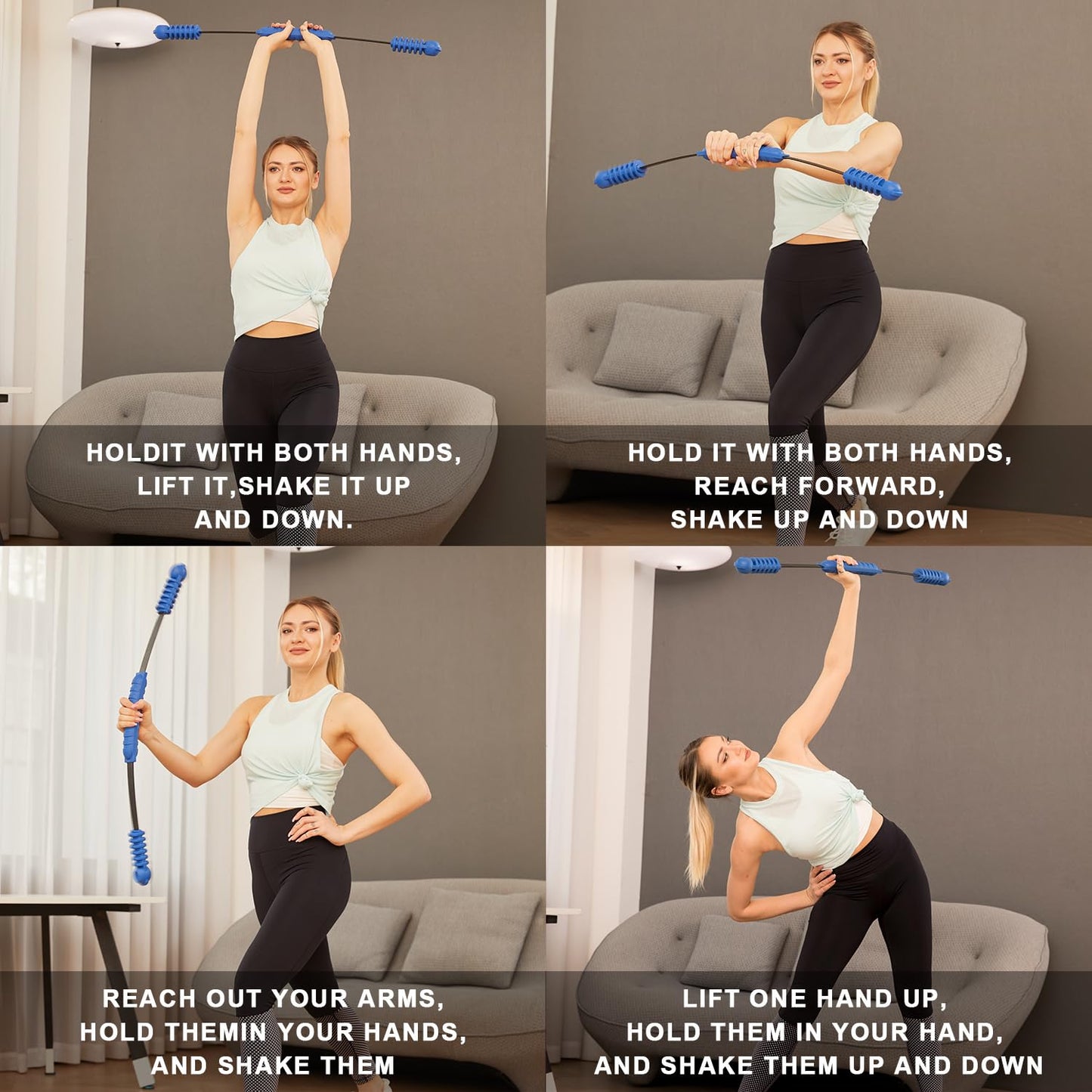 OSCILLATING SLIM Fitness Bar for Workout,Elastic Exercise Bar, Vibration Weight Stick,Body Physical Therapy,Core Strength Training,Arm Shoulder Stretch At Home Gym.