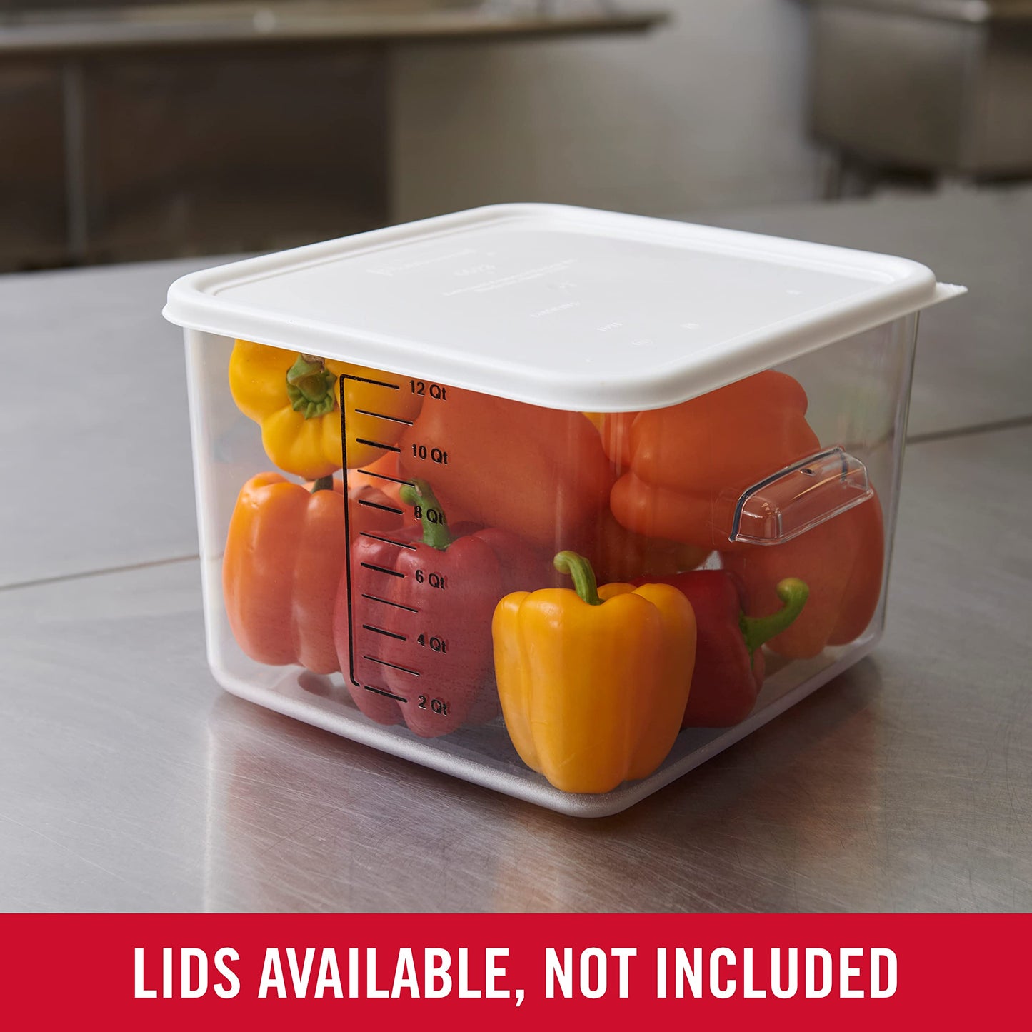 Rubbermaid Commercial Products Space Saving Square Food Storage Container 12 Quart Clear for Kitchen/Sous Vide/Meal Prep