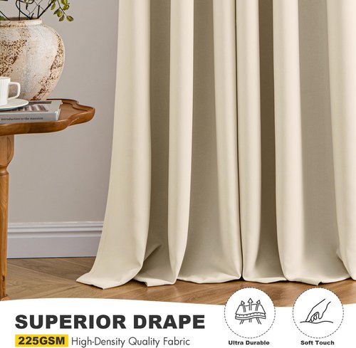MIULEE Short Curtains - Cream Beige Blackout Thermal Insulated Drapes | 2 Panels W40 x L36 Inch for Kitchen & Bedroom