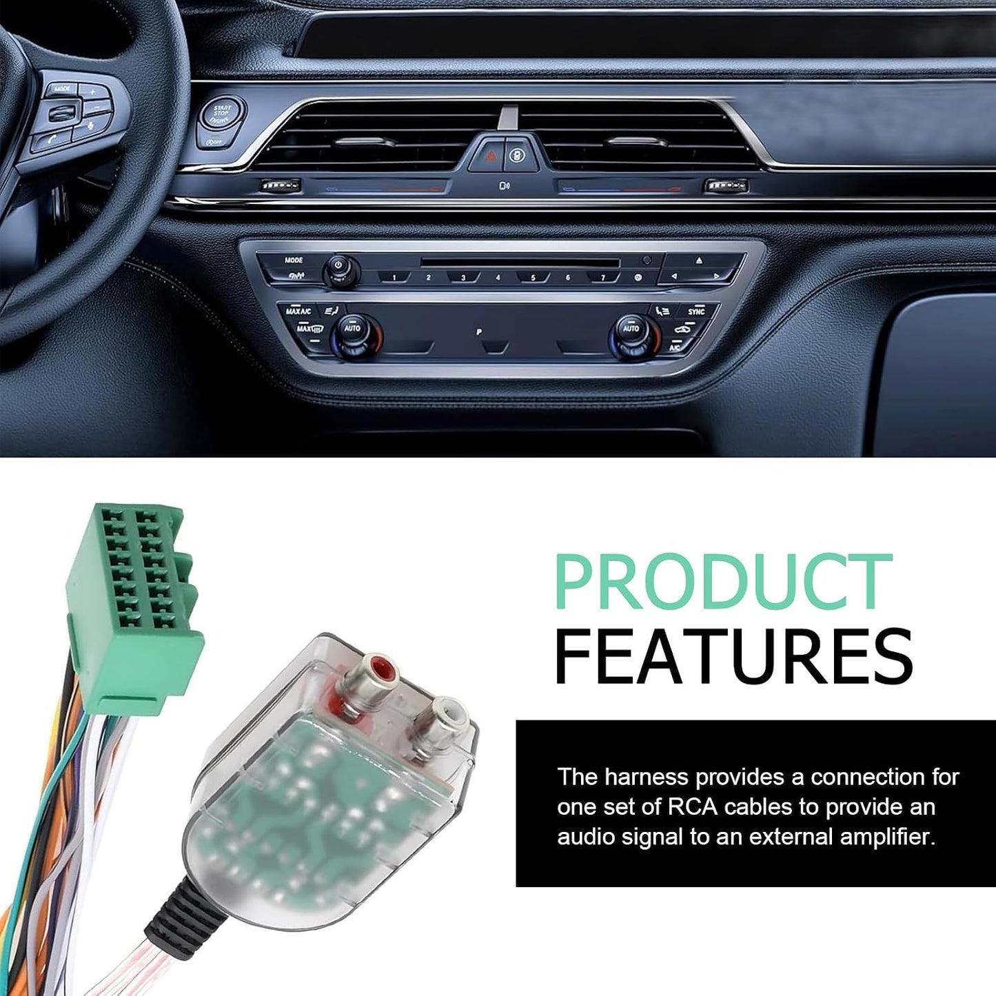 CyperFair K-103A Add A Subwoofer Amplifier Wire Harness, Plug and Play High-to-low Wiring Harness Impedance Converter
