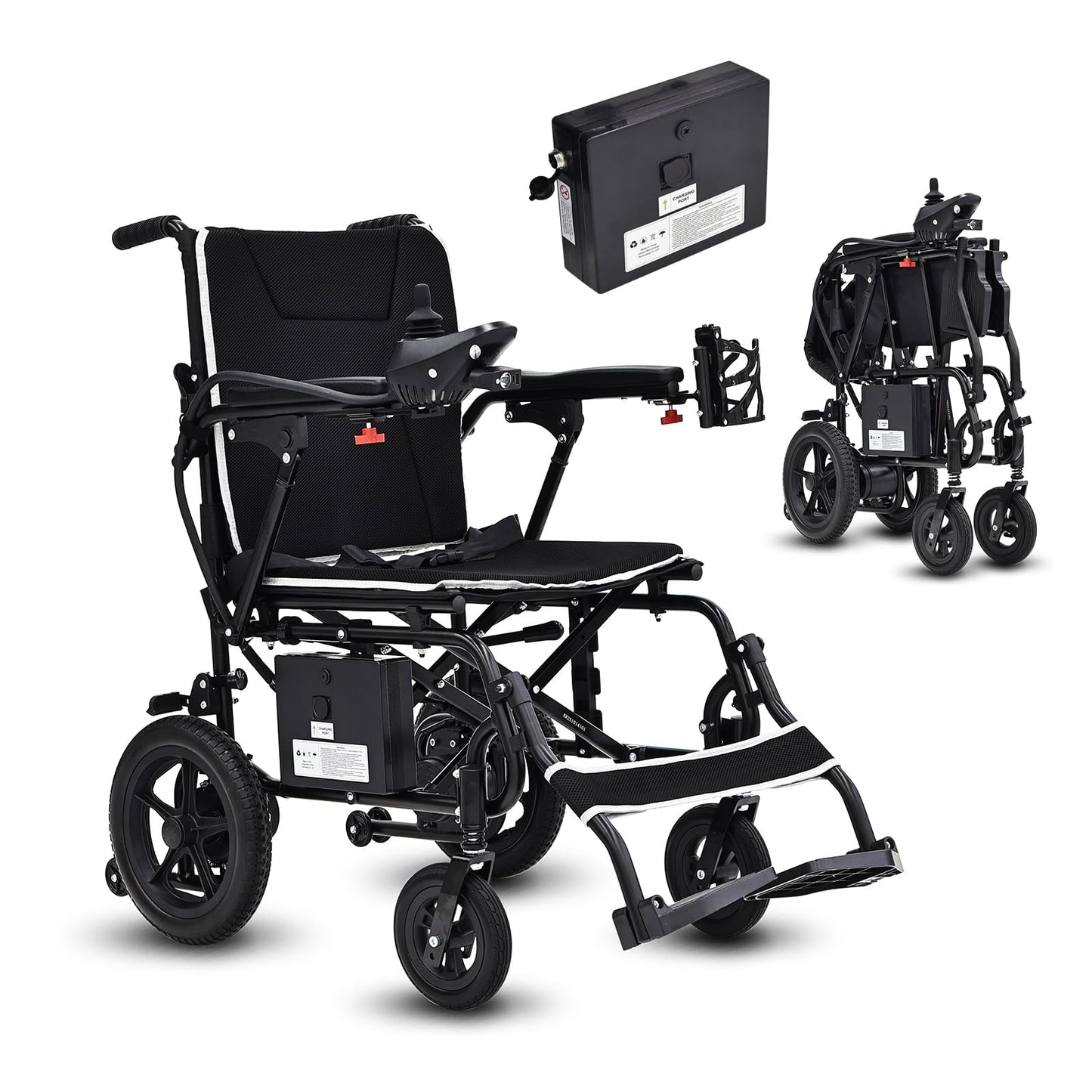 Lightweight Electric Wheelchairs for Adults Seniors,36 lbs All Terrain Compact Portable Power Wheelchair, Support 264 lbs, 12 Mile Range, 360W Motor for Travel Home Hospital, Airline Approved