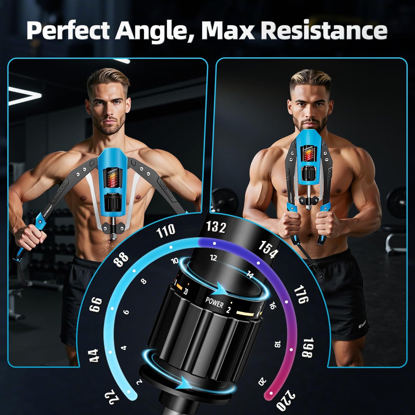 EAST MOUNT Twister Arm Exerciser - Adjustable 22-440lbs Hydraulic Power, Home Chest Expander, Shoulder Muscle Training Fitness Equipment, Arm Enhanced Exercise Strengthener (Black&Blue)