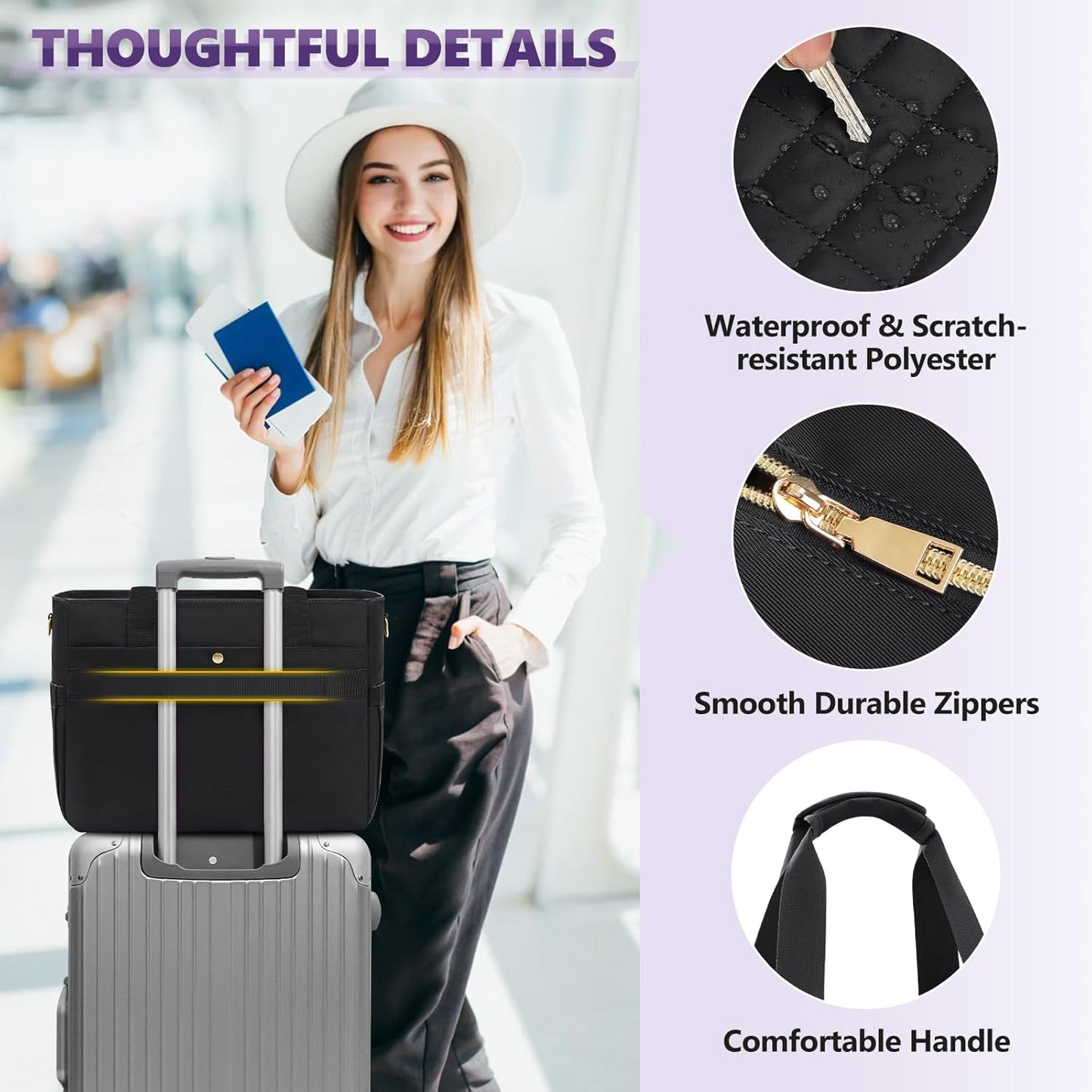 SDYSM 15.6 inch Teacher Tote Bag Laptop Bag Work Bags for Women Nurse Tote Professional Computer Messenger Shoulder