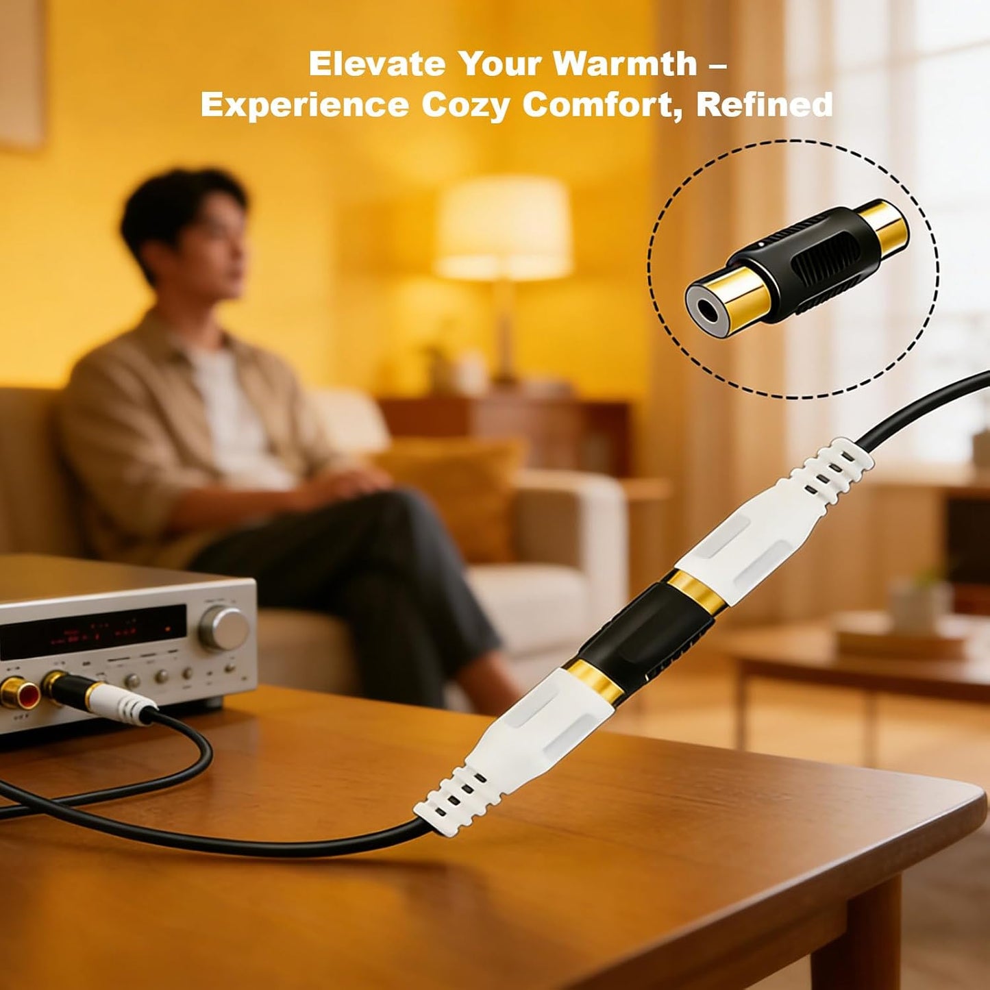 Ruichuan100 6-Pack, RCA Connector RCA Female to Female Coupler for Audio Extension, Compatible with Home Theater