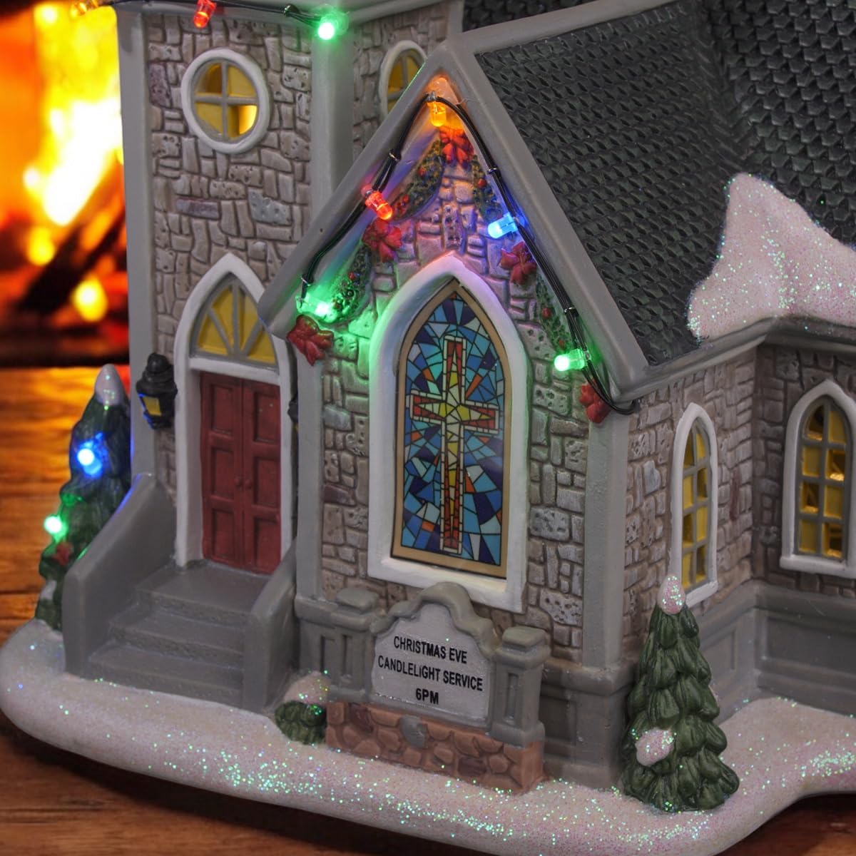 Skiennix Corner Cathedral Christmas Village - Porcelain Design with LED Lights