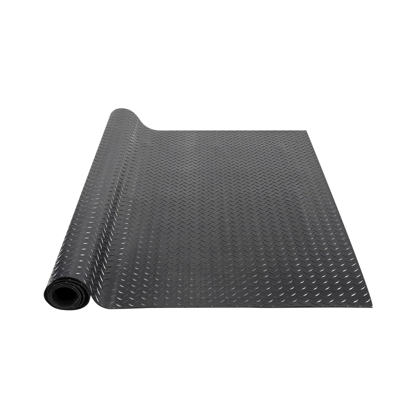 VEVOR Diamond-Plate Rubber Flooring Roll, 3 mm x 4 ft x 8 ft Floor Mat, SBR Rubber Roll, Easy to Clean, for Under Cars, Garage, Industry, Gym, Black