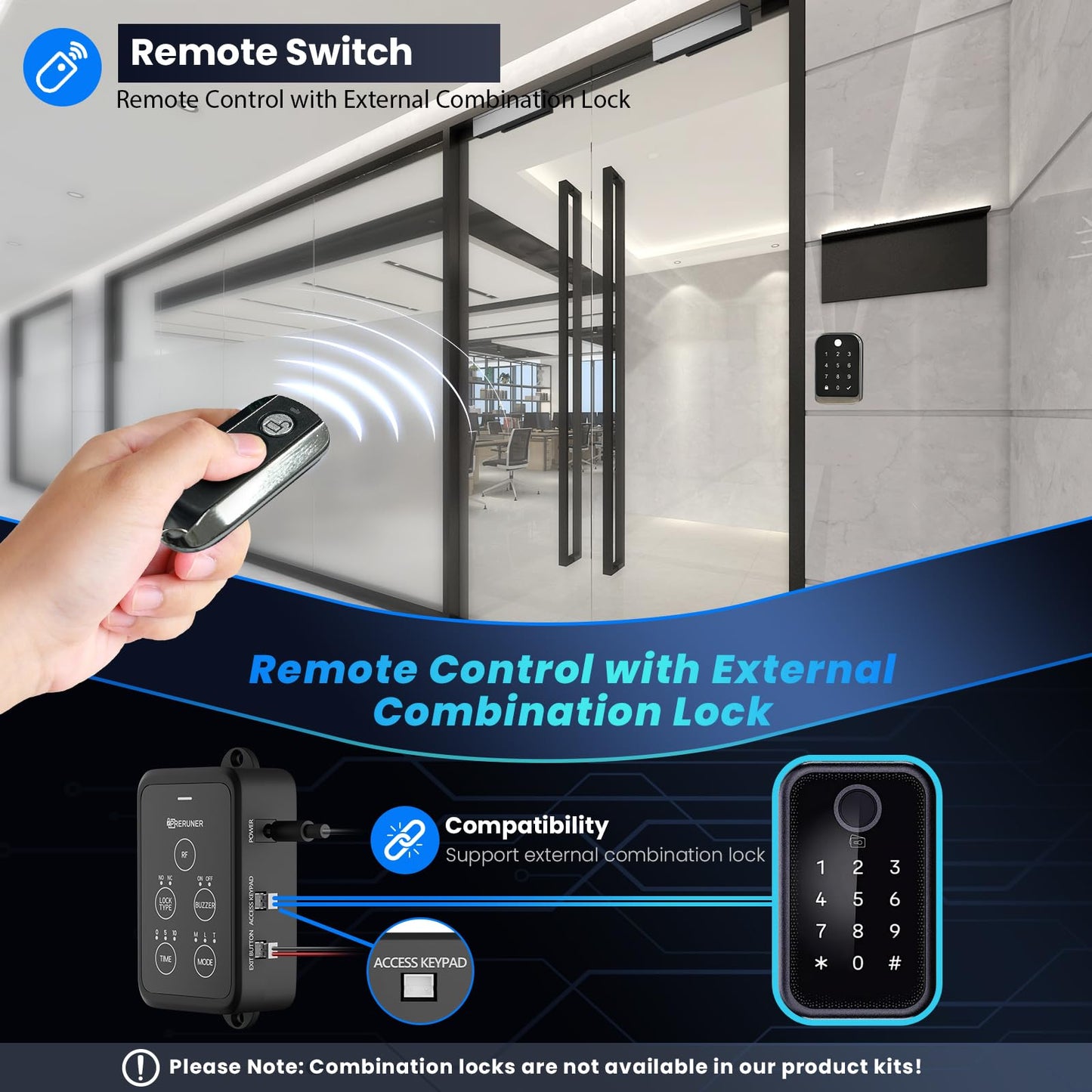 𝙐𝙥𝙜𝙧𝙖𝙙𝙚 600lbs Electromagnetic Door Lock Access Control Outswinging.600lbs/280kg Electric Door Magnetic Lock Kit System with 2 Remote Control、Integrated Power Box