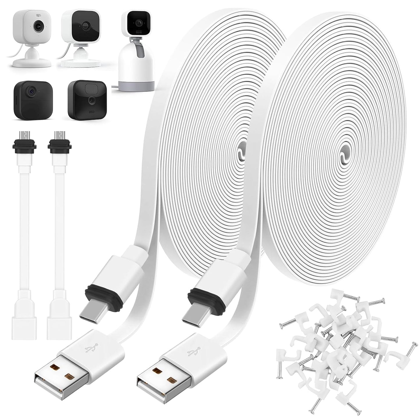2Pack 25FT Mini2,Blink 4 (4th (3rd XT3/XT2/XT,Extension Uogw Power Cable for Blink Mini,Blink Outdoor Gen)/Blink Gen)