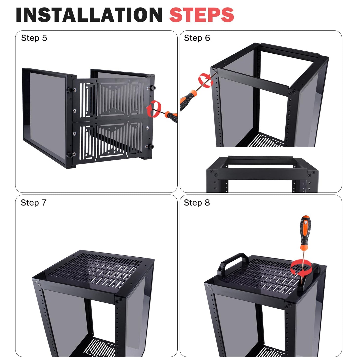 GeeekPi 8U Server Rack Cabinet, DeskPi RackMate T1 Plus,10 inch Network Rack for Servers, Network, A/V Equipment, 10.23inch/260mm Depth (Black)