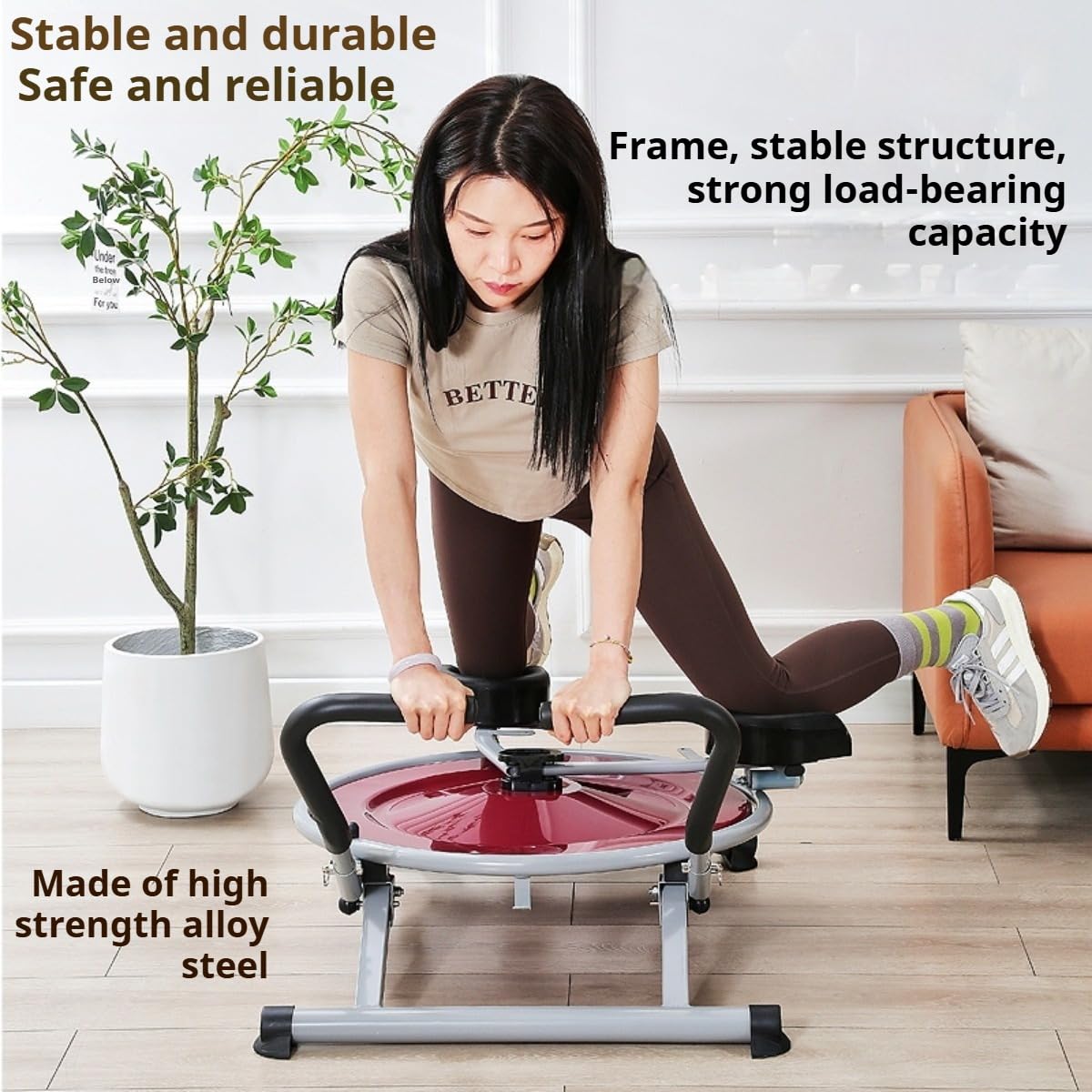 Ocdin Ab Circle Pro Abdominal Trainer, Core Workout Fitness Equipment with Rotatable Kneeling Pad for Home Gym, Waist, Glutes & Legs Exercise (Red)
