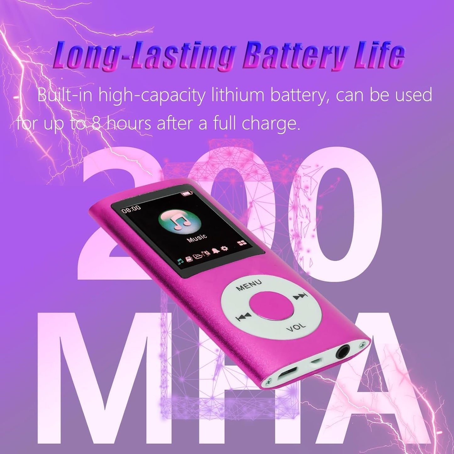 ASHATA MP3 1.8in MP4 Bluetooth Player with LCD, HiFi Sound, Playback, Memory Card Support, Portable Music Player