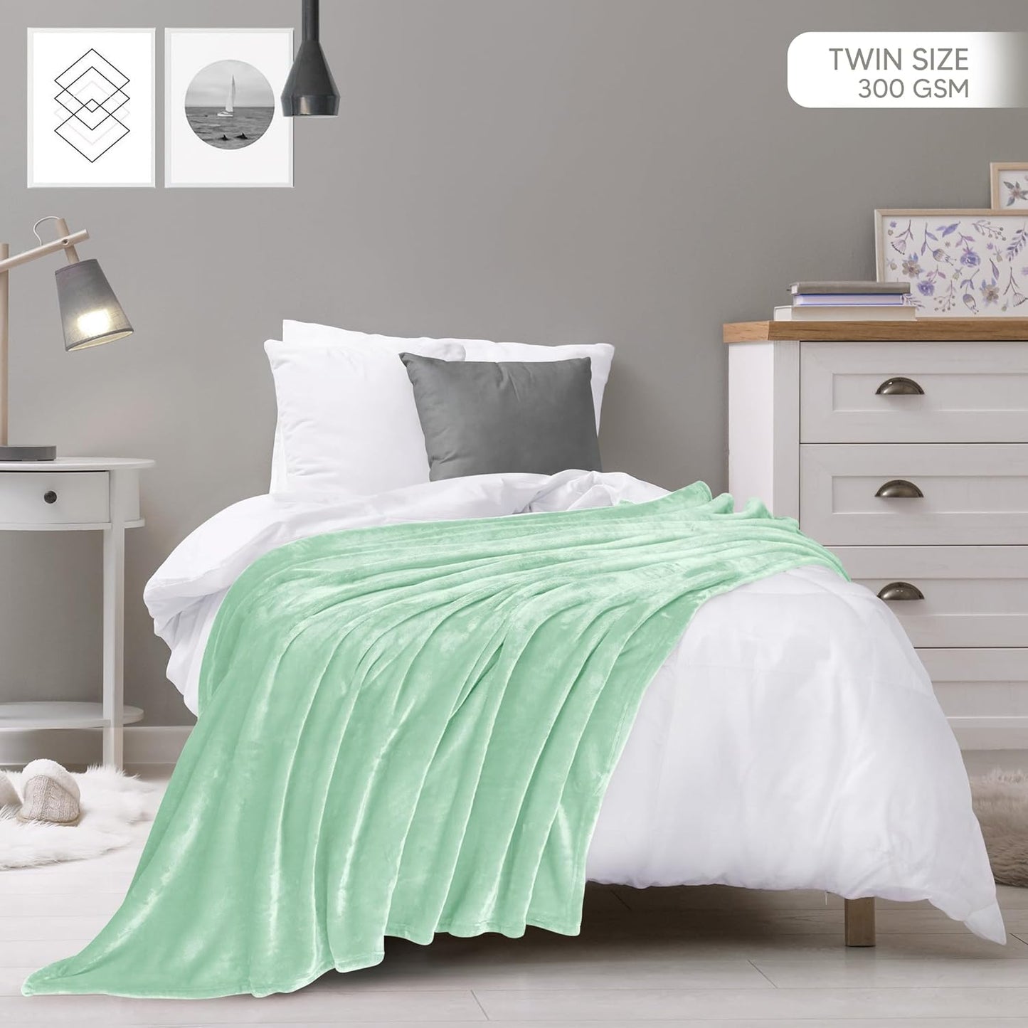 Utopia Bedding Fleece Blanket - Ultra Soft Mint Green Twin Size (60x80 Inches) | Cozy All-Season Microfiber Decor