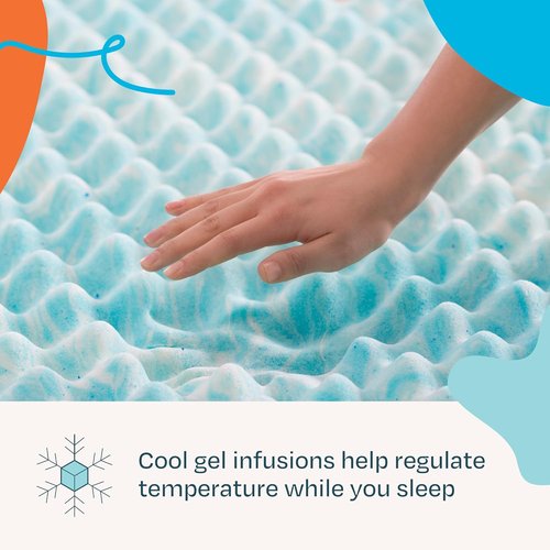 Linenspa Gel Memory Foam Mattress Topper - Reversible Egg Crate Design for Comfort - Full Size