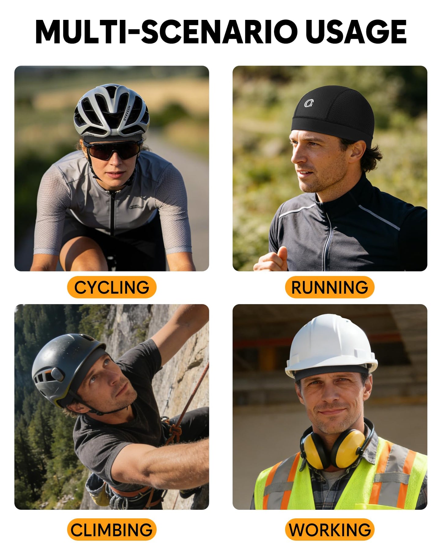 OCQOCQ 3Pcs Cooling Skull Cap Helmet Liner Breathable Mesh Cycling Running Hat, Lightweight Quick Dry Sports Beanie for Men Women