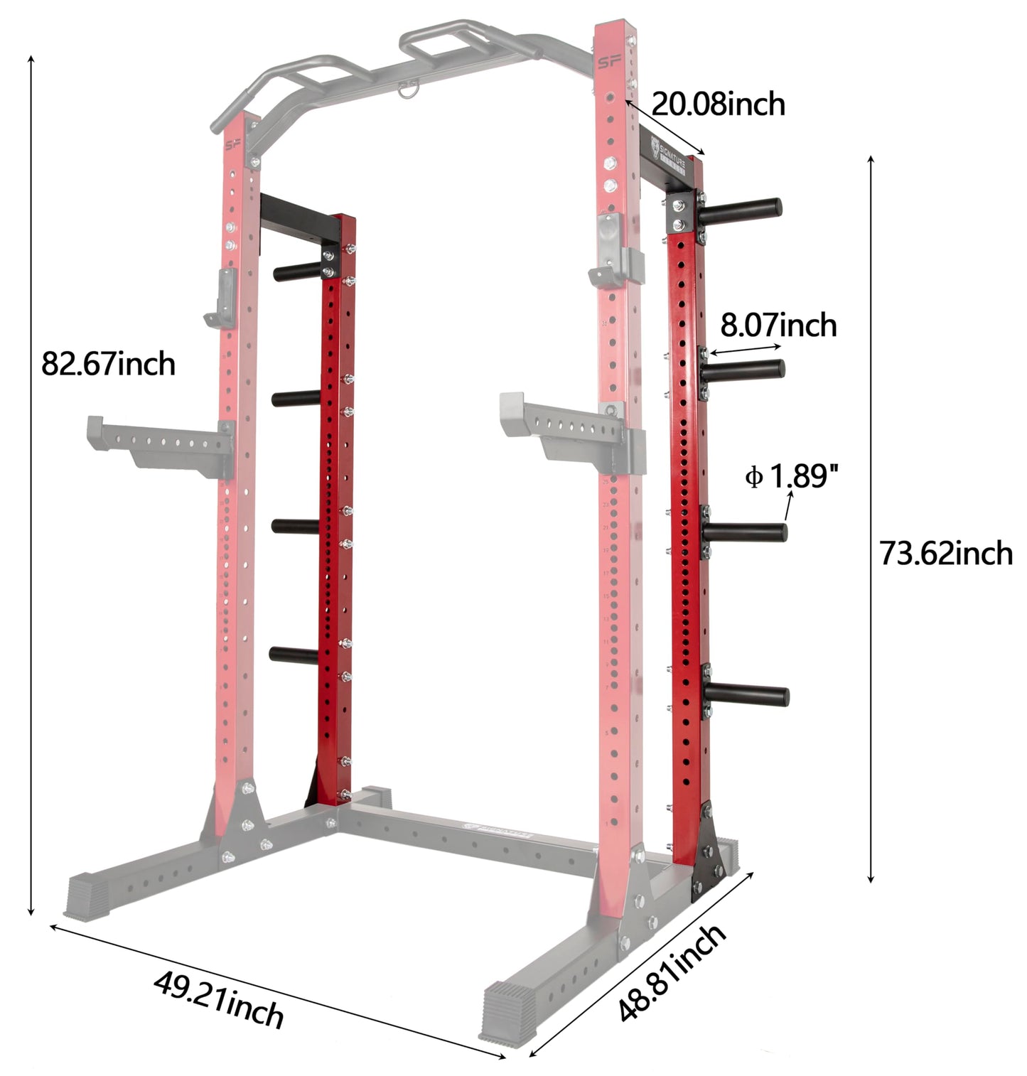 Signature Fitness Fitvids SF-SS1 1 – 000 Pound Capacity 3” x 3” Power Rack Squat Stand – Half Rack Convert Kit – Black
