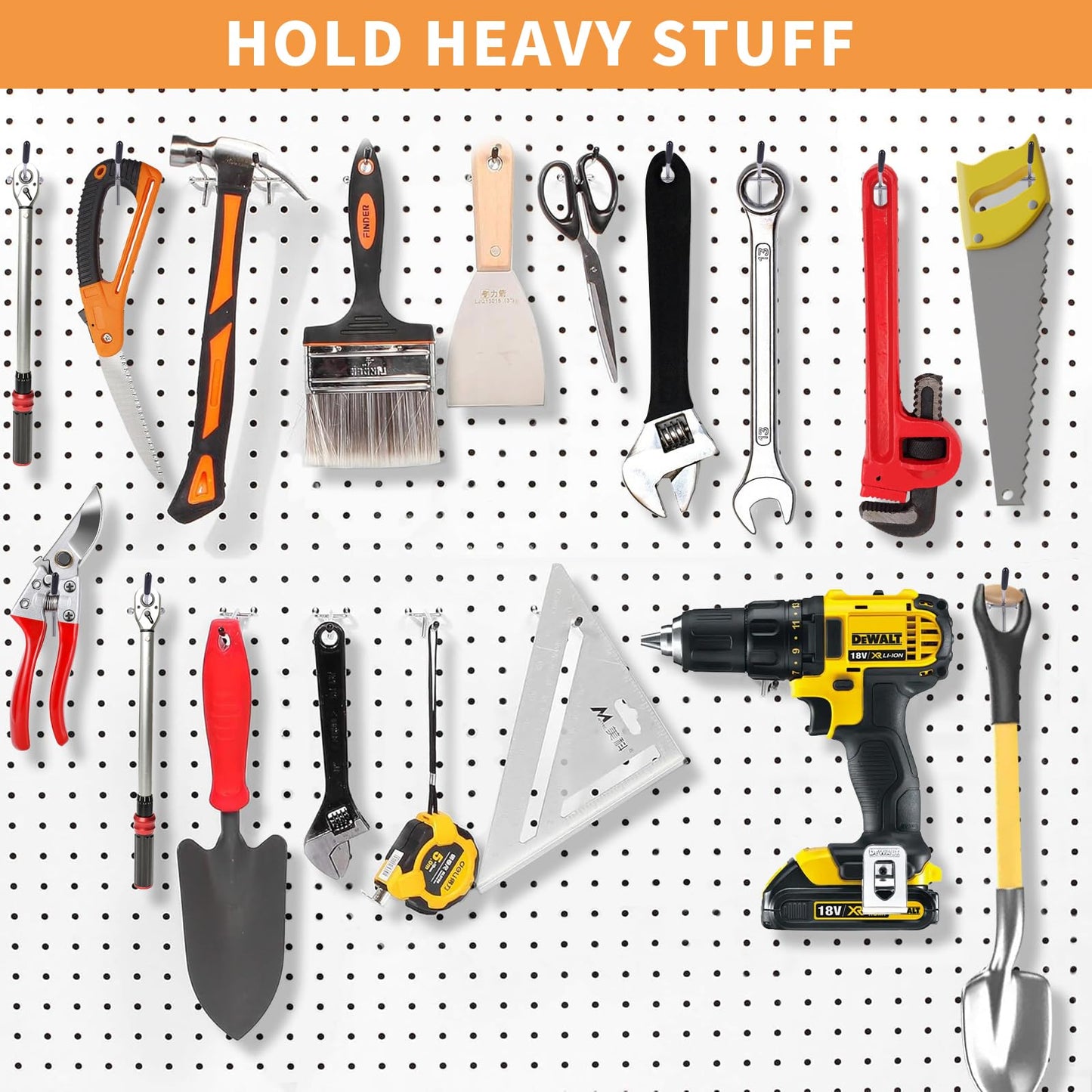 CAEYPOAR Pegboard Hooks, 25 Pack 4 inch Peg Board Hooks for Hanging, Fit 1/8" Metal Pegboards, Peg Board Hooks for Garage, Shop, Office, Crafts Organisation, Kitchen (Silver)